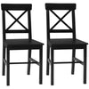 HOMCOM Farmhouse Wooden Dining Chairs Set of 2 with Cross Back, Black