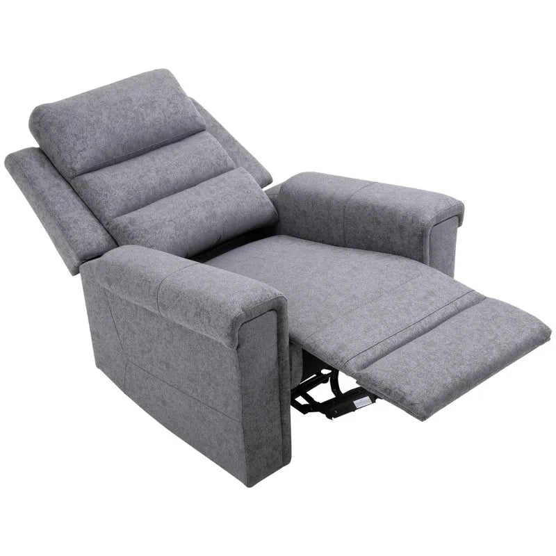 HOMCOM Linen Touch Upholstered Fabric Reclining Living Room Lounger w/Padded Footrest