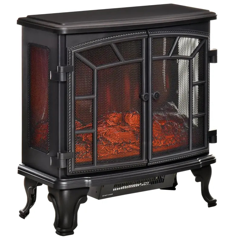 HOMCOM Electric Fireplace Heater, Freestanding Fireplace Stove with Realistic LED Flames, Overheating Protection, 750W/1500W, Black