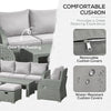 Outsunny 6-Piece Outdoor Rattan Patio Sectional Sofa Set with 3-Seat Couch, 2 Recliners, 2 Ottoman Footrests, & Coffee Table Conversation Set, Off-White