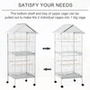 PawHut Wrought Metal Bird Cage Feeder with Rolling Stand Perches Food Containers Doors Wheels 67" H, White