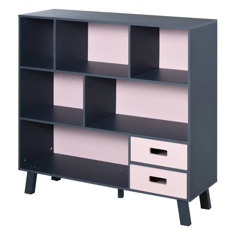 HOMCOM 3-Tier Bookcase Chest Open Shelves Cabinet Home Office Storage Furniture with Drawers
