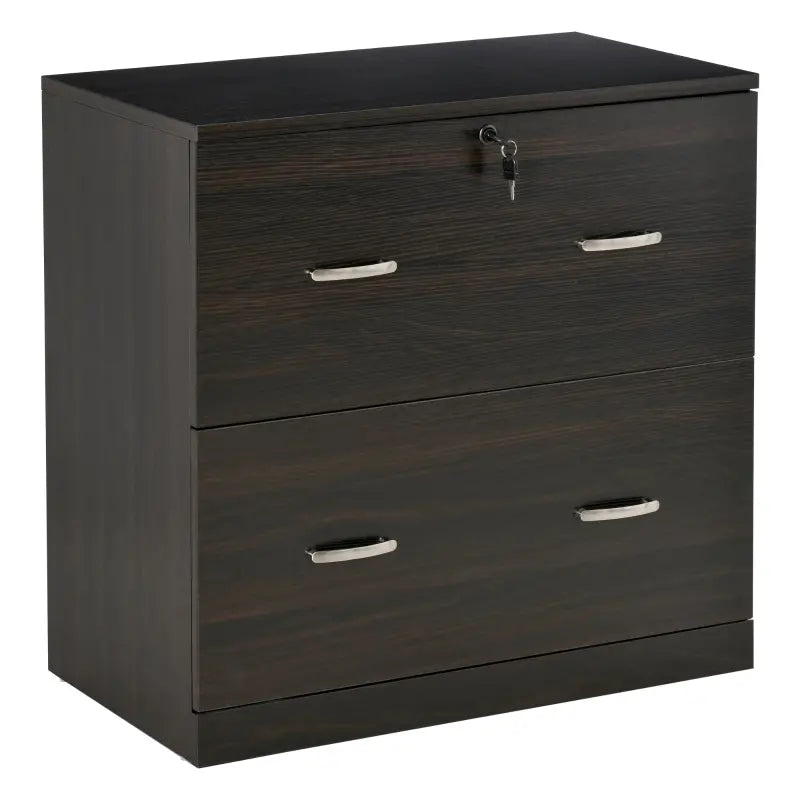 Vinsetto 2-Drawer File Cabinet with Lock and Keys, Vertical Storage Filing Cabinet with Hanging Bar for A4 Size, Home Office, Walnut
