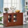 HOMCOM Wooden Storage Sideboard, Buffet Cabinet with Shelf, Wine Rack, 2 Drawers, White/Oak