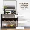 HOMCOM Industrial Wine Rack with 11-Bottles Holder, Free Standing Wine Shelf with Glass Holders for Home Bar, Kitchen, Dark Brown
