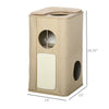 PawHut Wooden Cat Condo 3 Story Barrel Tower w/ Perch Removable Cover Cushions Sisal Scratching Carpet - Brown