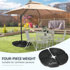 Outsunny 4-Piece 150lb Cantilever Patio Umbrella Base Weights for Offset Hanging Umbrella, Fasteners, Wicker-Like HDPE Water or Sand Filled Umbrella Weights for Cross Base Stand with Handles, Black