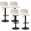 HOMCOM Adjustable Bar Stools, Swivel Bar Height Chairs Barstools Padded with Back for Kitchen, Counter, and Home Bar, Set of 4, Cream White