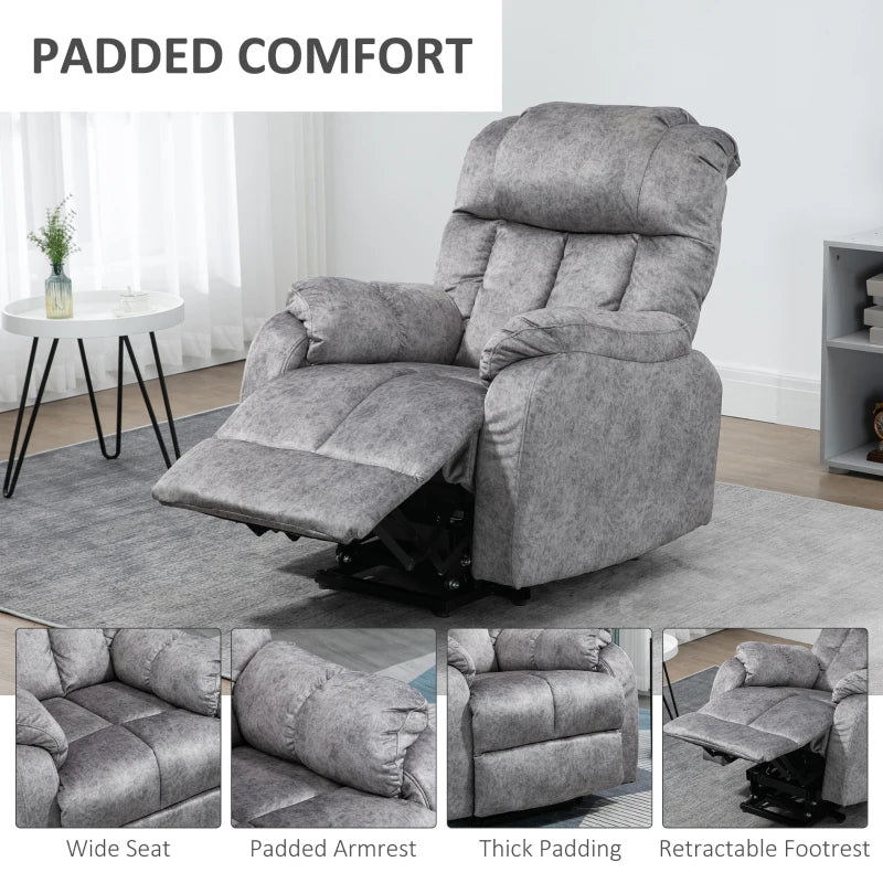 HOMCOM Lift Chair for Elderly Power Lift Recliner Chair with Side Pocket and Remote Control for Living Room Gray