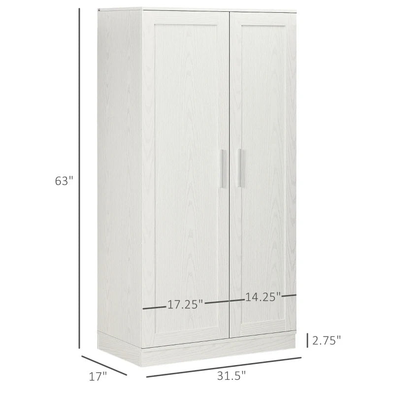 HOMCOM 67" Pinewood Kitchen Pantry Storage Cabinet, Freestanding Cabinets with Doors and Shelves, Dining Room