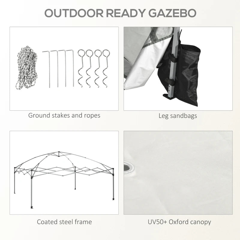 Outsunny 10' x 10' Pop Up Canopy Tent with Netting, Instant Sun Shelter, Tents for Parties, Height Adjustable, with Wheeled Carry Bag and 4 Sand Bags for Outdoor, Garden, Patio, Gray