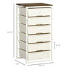 HOMCOM Dresser Storage Drawers with 6 Plastic Bins and Steel Frame, Crafting Bins for Living Room, Bedroom, Grey