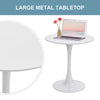 HOMCOM  Modern 27.5" Round Cocktail Table with a Stable Metal Base for Living Room, Porch, Parties - White