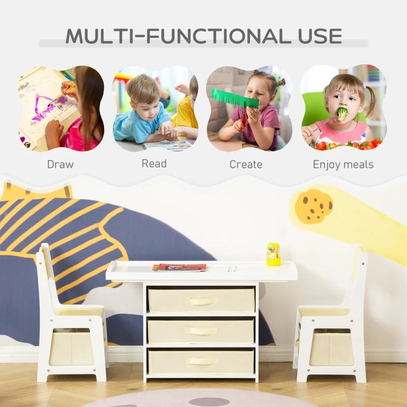 3 Pieces Multifunction Activity Kids Play Table and Chair Set