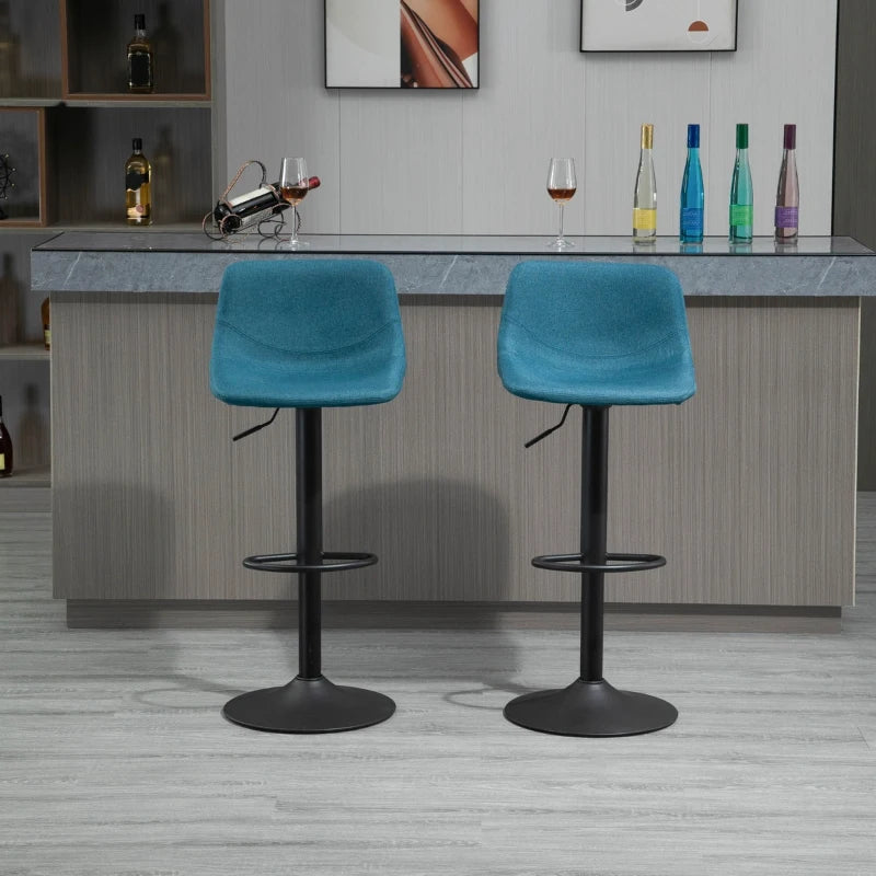 HOMCOM Swivel Bar Stools Set of 2 Bar Chairs Adjustable Height Barstools Padded with Back for Kitchen, Counter, and Home Bar, Cream White