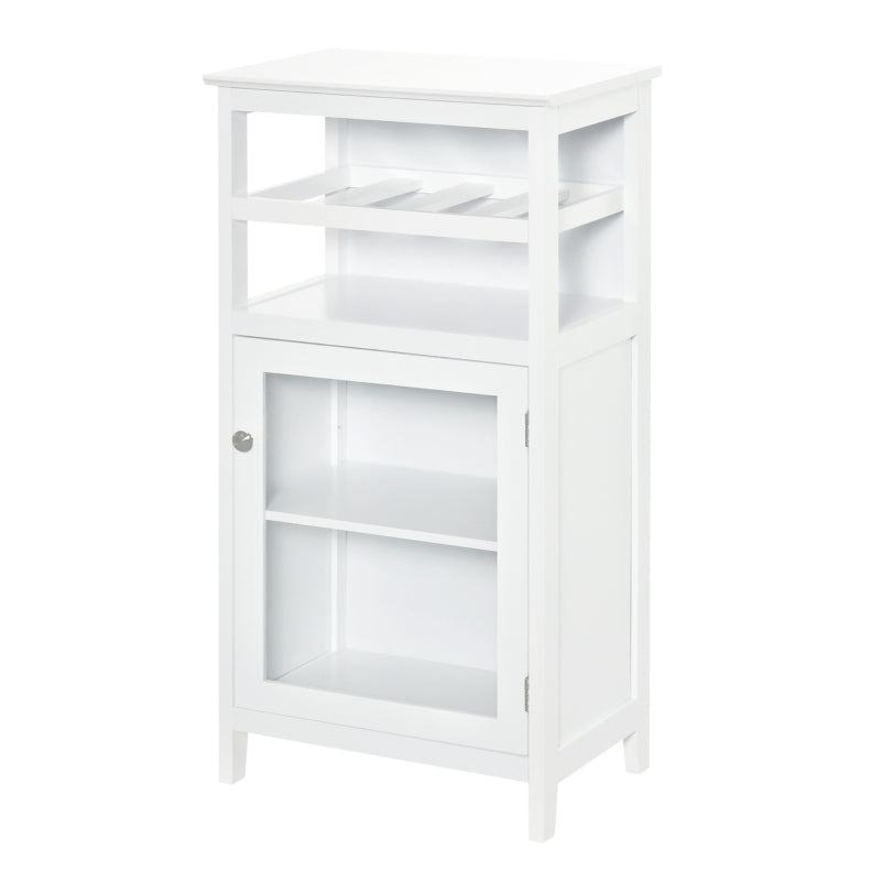 HOMCOM Wine Cabinet with 4 Bottle Wine Rack, Open Shelf, Acrylic Door Cabinet with Adjustable Shelf, White