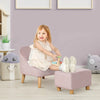 Qaba Kids Sofa Set, Toddler Chair, Sofa & Ottoman for Bedroom, Playroom, Children's Couch for 3-5 Years, Pink