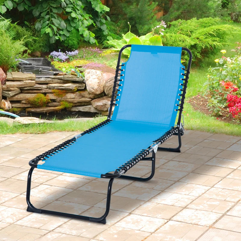 Outsunny Folding Chaise Lounge Pool Chairs, Outdoor Sun Tanning Chairs, Folding, Reclining Back, Steel Frame & Breathable Mesh for Beach, Yard, Patio, Rainbow Striped