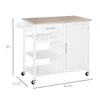 HOMCOM Vintage Kitchen Island with 3-Tier Open Shelving, Storage Cabinet with Drawers & Wood Legs, Adjustable Shelf for Living Room, Coffee Bar, White