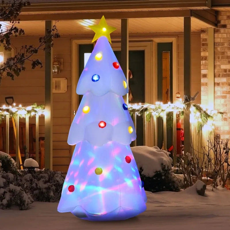 HOMCOM 8ft Christmas Inflatable Glowing Christmas Tree, Outdoor Blow-Up Yard Decoration with LED Lights Display