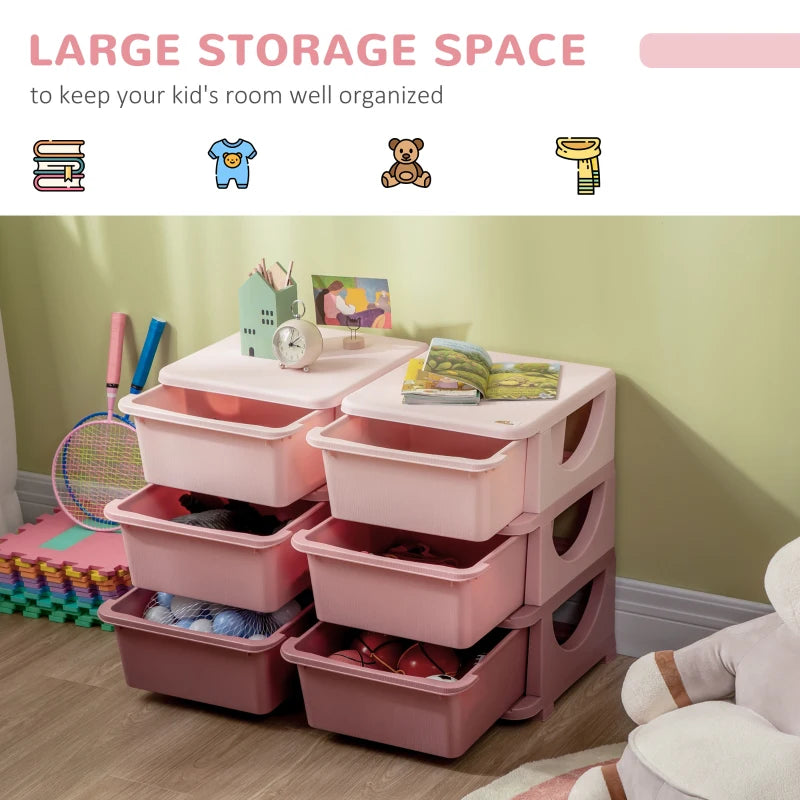 Qaba 3 Tier Kids Storage Unit, 6 Drawer Chest Toy Organizer Plastic Bi –  ShopEZ USA