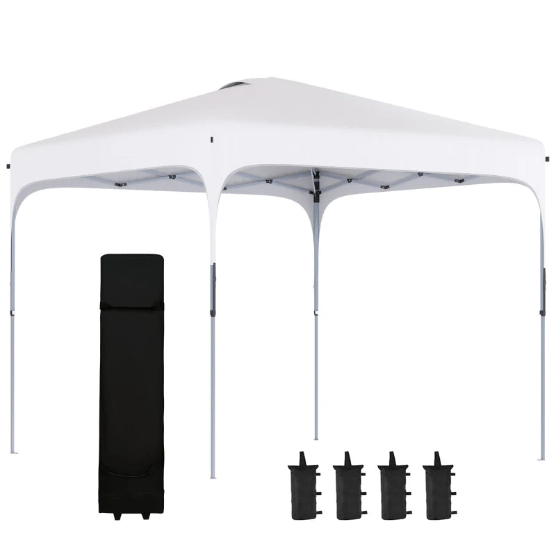 Outsunny 10' x 10' Pop Up Canopy Tent with Wheeled Carry Bag and 4 Sand Bags, Instant Sun Shelter, Tents for Parties, Height Adjustable, for Outdoor, Garden, Patio, Blue