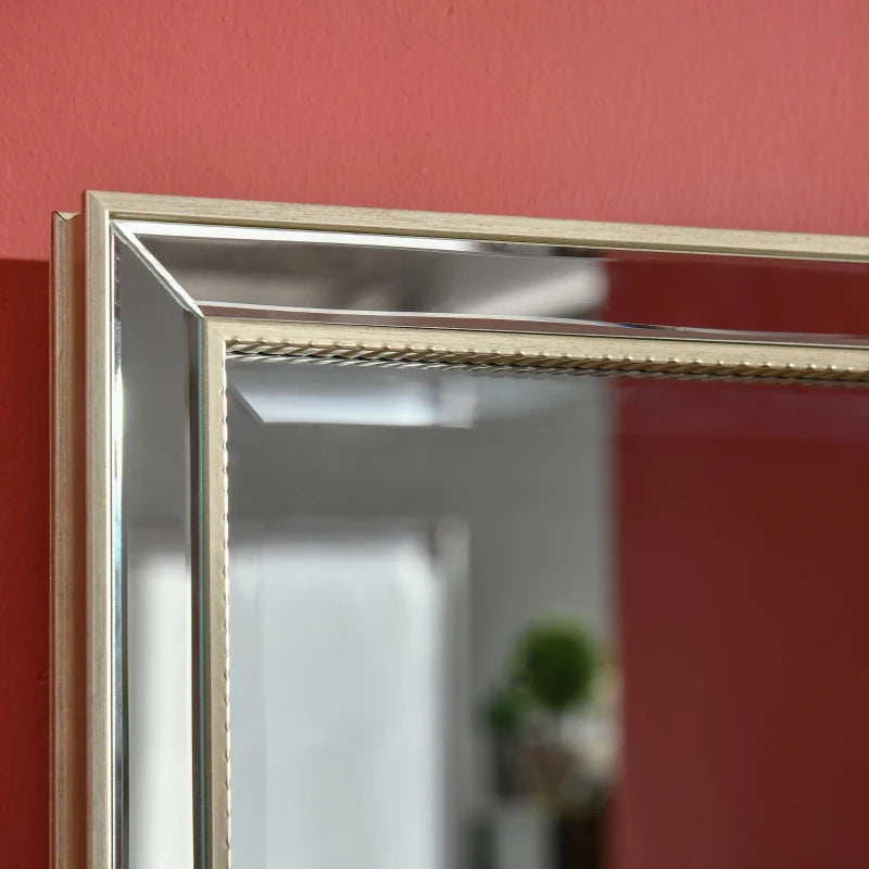 HOMCOM 39" x 27" Modern Wall Mirror, Bathroom Mirror for Wall in Living Room, Bedroom, Silver