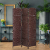 HOMCOM 6' Tall Wicker Weave 3 Panel Room Divider Wall Divider, Natural Wood