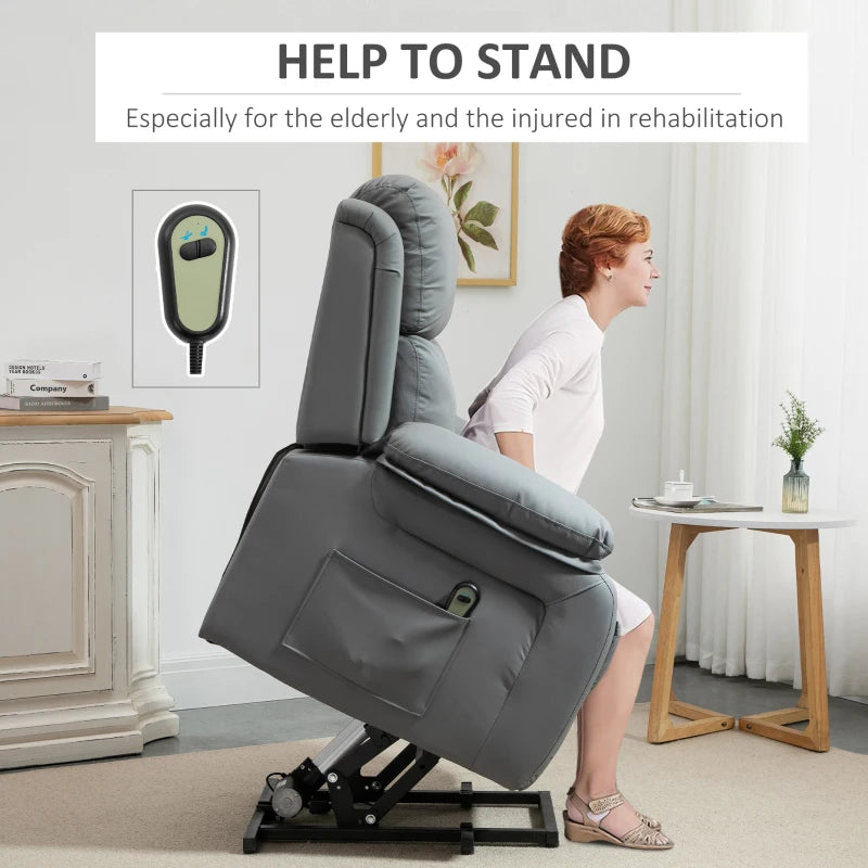 HOMCOM Living Room Power Lift Chair, PU Leather Electric Recliner Sofa –  ShopEZ USA