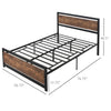 HOMCOM Full Platform Bed Frame with Headboard & Footboard, Strong Metal Slat Support Full Bed Frame w/ Underbed Storage Space, No Box Spring Needed, 56.75''x76.75''x40.5''