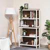 HOMCOM 4 Tier Bookshelf Utility Storage Shelf Organizer with Back Support and Anti-Topple Design - Walnut/Black