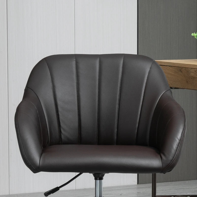 Vinsetto Chic U-Shaped Computer Armchair with Line Stitching and Faux Leather, Brown