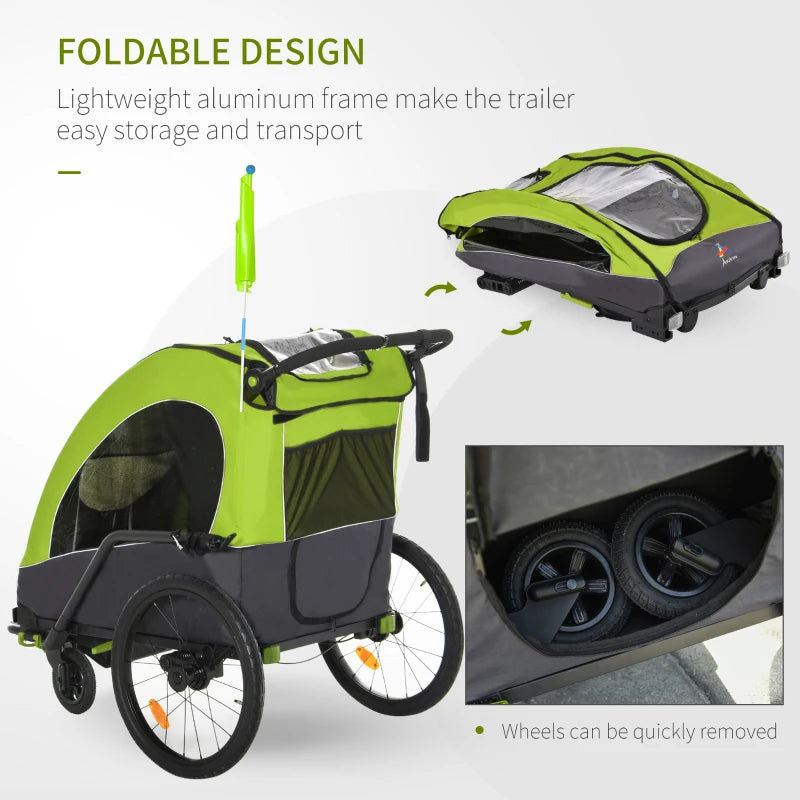 ShopEZ USA Child Bike Trailer 3 In1 Foldable Jogger Baby Transport Buggy Carrier with Shock Absorber System Rubber Tires Adjustable Handlebar - White and Grey