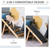 PawHut Wood Pet Steps, Convertible And Foldable 4 Level Dog Stairs and Ramp