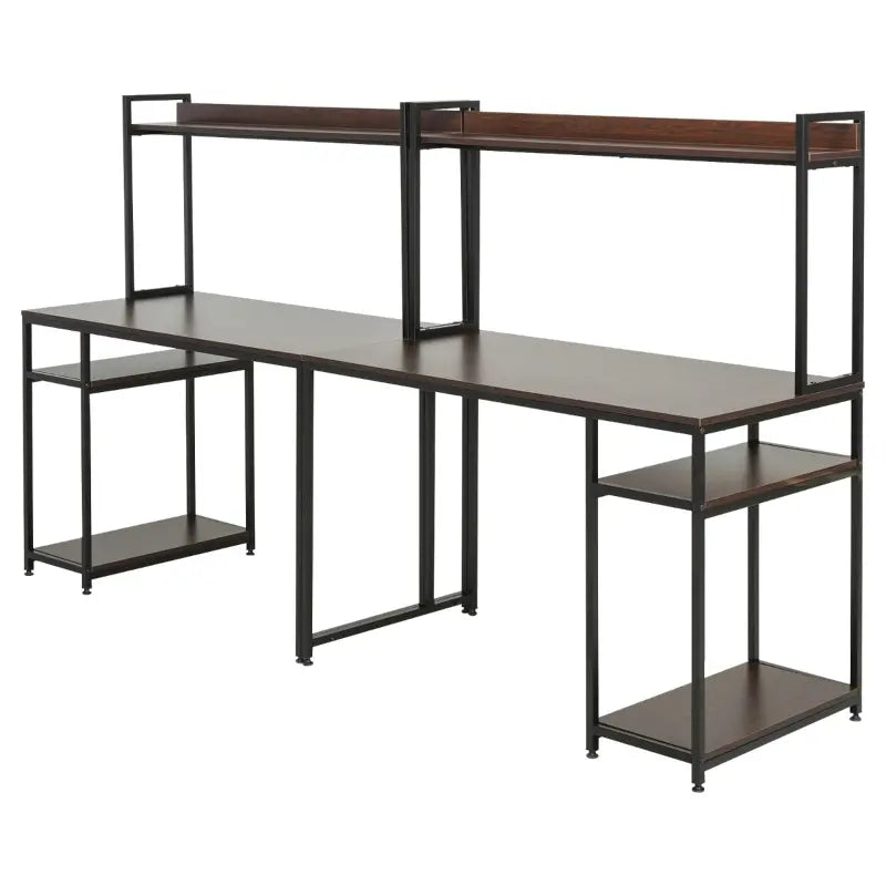 HOMCOM Industrial Writing Desk with L-Shaped Full Length Shelf