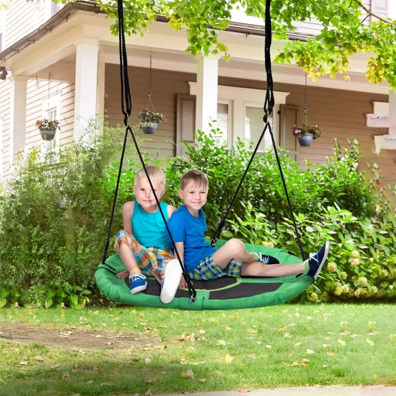 Outsunny Kids Tree Swing with Adjustable Ropes and Metal Frame, Blue & Black