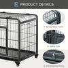 PawHut Foldable Heavy Duty Dog Cage, Chew Proof Dog Crate on Wheels, Portable Dog Crate Kennel with Removable Tray, Large and Medium Pups, 43"