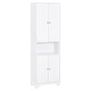 kleankin Tall Bathroom Storage Cabinet with 3 Tier Shelf, Cupboard, Drawer, Door, Freestanding Linen Tower, Slim Side Organizer, White