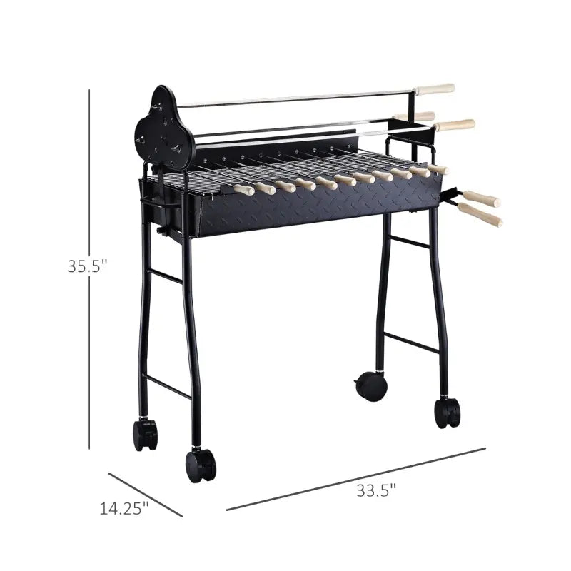 Outsunny Charcoal Barbecue Grill Stainless Steel Portable Folding Charcoal BBQ Grill Stainless Steel Camp Picnic Cooker