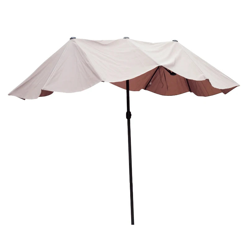 Outsunny Patio Umbrella 15' Outdoor with Twin Canopy Sunshade