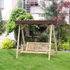 Outsunny 6.5' Outdoor Rustic Loveseat 2 Person Freestanding Solid Wood Natural Log Garden Swing