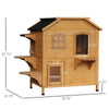 PawHut Wooden Cat House Outdoor with Escape Door, Weatherproof 2-Story Outside Cat Enclosure for Feral Cats with Openable Asphalt Roof, Jumping Platforms, Gray