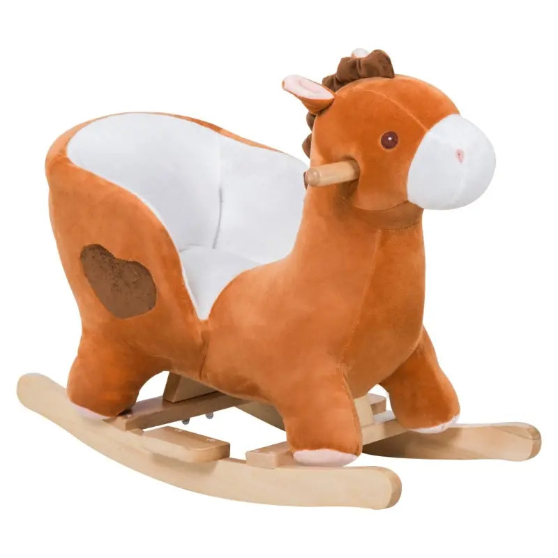 Qaba Baby Rocking Horse Toy for Kids with Magical Singing, Plush Ride on Horse with Heavy-Duty Support System, Interactive Unicorn Toy Pretend Play Toy for Toddlers