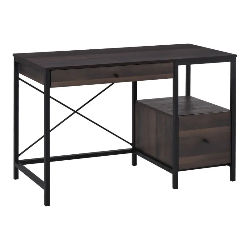 HOMCOM Home Office Writing Desk with File Storage Drawer, Walnut Brown