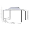 Outsunny 10' x 13' Patio Gazebo, Aluminum Frame Double Roof Outdoor Gazebo Canopy Shelter with Netting & Curtains, for Garden, Lawn, Backyard and Deck, Gray