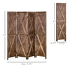 HOMCOM 4 Panel Folding Room Divider, 5.5ft Tall Freestanding Paulownia Wood Wall Divider Panels for Indoor Bedroom Office, Brown