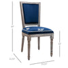 HOMCOM 2 Piece Vintage Dining Room Chair Set with Thick Padded Seat Cushions, Rustic Button Design, and Wood Legs - Blue