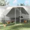 PawHut Large Metal Chicken Coop, Walk-in Poultry Cage Galvanized Hen Playpen House with Cover and Lockable Door for Outdoor, Backyard Farm, 10' x 6.5' x 6.5', Silver