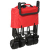 DURHAND Collapsible Folding Garden Utility Cart Wagon with Adjustable Push/Pull Handle, Canopy & All-Terrain Wheels - Red