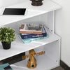 HOMCOM L Shaped Corner Desk, 360 Degree Rotating Home Office Desk with Storage Shelves, Writing Table Workstation, Maple